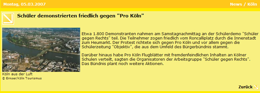 RadioKöln Bericht über Schüler gegen Rechts Demonstration am 03.03.2007